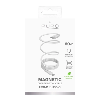 Kabel przewód magnetyczny USB-C 60W USB 1m - biały