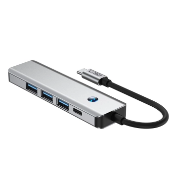 5w1 HUB Adapter USB-C PD USB-A HDMI 4K 60Hz 100W - szary