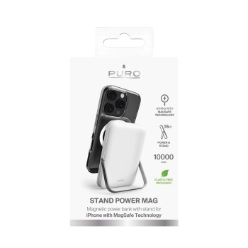 Powerbank bezprzewodowy 10000mAh USB-C MagSafe z podstawką - biały