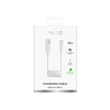Kabel przewód spiralny USB-A - USB-C 10W 1m - biały