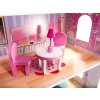 Domek dla lalek drewniany MDF mebelki 70cm różowy LED