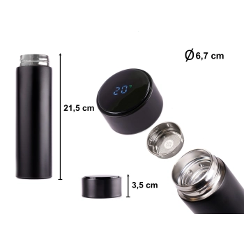 Kubek bidon termiczny termos smart LED 500ml czarny