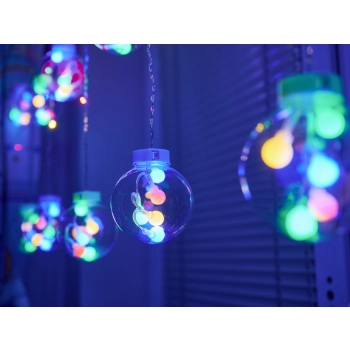 Lampki LED kurtyna kule wiszące świąteczne choinkowe 3m 108LED multikolor ze złączem 8 trybów świecenia