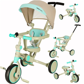 Rowerek trójkołowy TRIKE FIX V4 niebiesko-szary z daszkiem