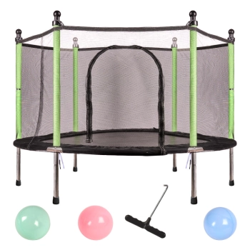 Trampolina ogrodowa dla dzieci siatka 140 cm zielona