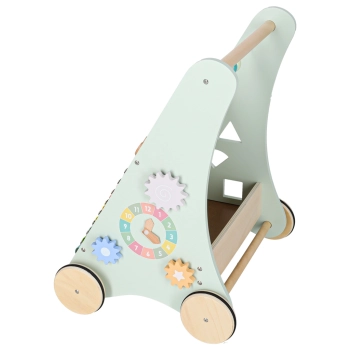 Pchacz dla dziecka chodzik drewniany z liczydłem niebieski