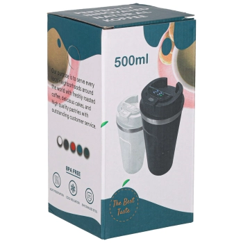 Kubek termiczny z ustnikiem termos LED 500ml czarn