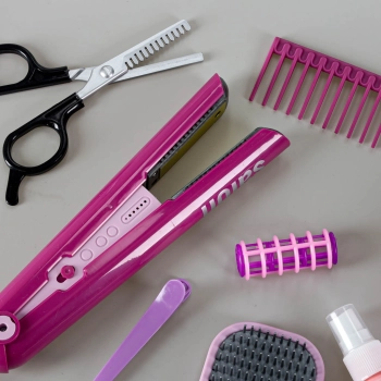 Zestaw fryzjerski dla dzieci suszarka prostownica światło dźwięk 15 elementów