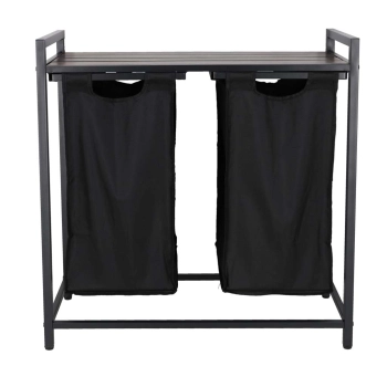 Kosz na pranie bieliznę 2 komory z półką blatem pojemnik loft 92l