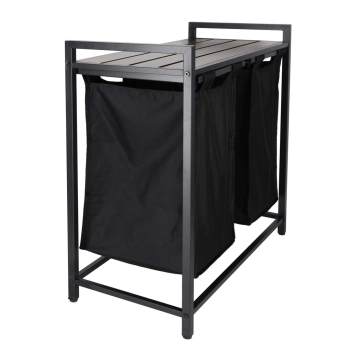 Kosz na pranie bieliznę 2 komory z półką blatem pojemnik loft 92l