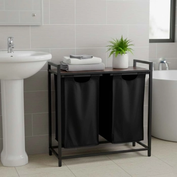 Kosz na pranie bieliznę 2 komory z półką blatem pojemnik loft 92l