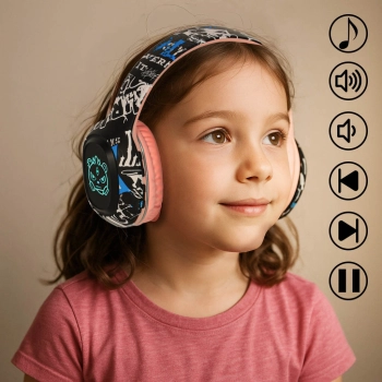 Słuchawki bezprzewodowe nauszne Bluetooth RGB Gaming Sport 200mAh różowe