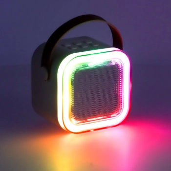 Zestaw do karaoke głośnik Bluetooth mikrofon USB LED beżowy