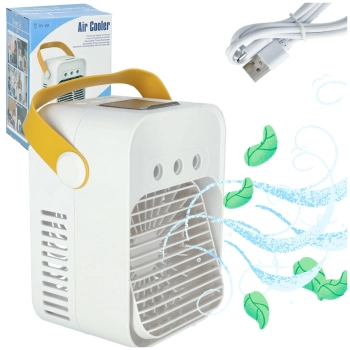 Klimatyzator klimator przenośny wentylator biurkowy nawilżacz 3w1 USB biały