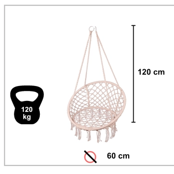 Huśtawka ogrodowa LULILO bocianie gniazdo z poduszką XXL ecru 80cm 150kg
