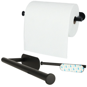 Uchwyt wieszak na papier ręcznik papierowy kuchenny taśma dwustronna mat loft czarny