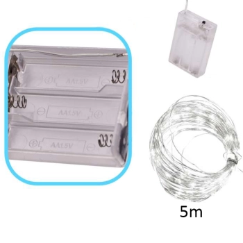 Lampki LED druciki dekoracyjne 5m 50LED świąteczne choinkowe ciepły biały