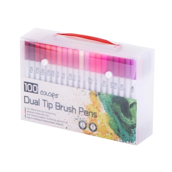 Flamastry mazaki cienkopisy dwustronne zestaw w walizce 100 kolorów