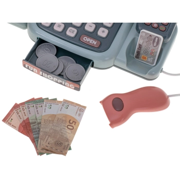 Kasa fiskalna sklepowa interaktywna skaner waga koszyk monety mikrofon światło dźwięk