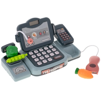 Kasa fiskalna sklepowa interaktywna skaner waga koszyk monety mikrofon światło dźwięk