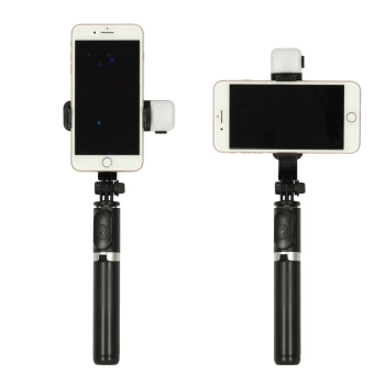 Kijek do selfie z pilotem Bluetooth statyw tripod lampka LED czarny