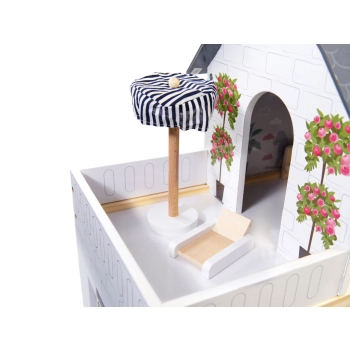 Domek dla lalek drewniany MDF mebelki 78cm czarny LED