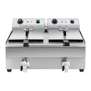 Frytownica podwójna gastronomiczna elektryczna z kranem 230 V 2 x 3200W 2 x 13 L