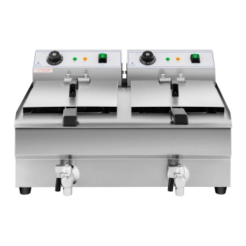 Frytownica podwójna gastronomiczna elektryczna z kranem 230 V 2 x 3200W 2 x 13 L