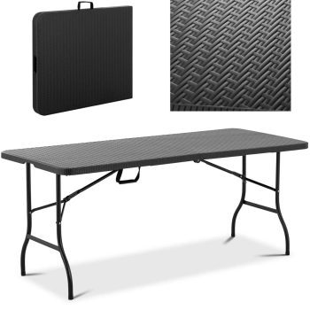 Stół cateringowy ogrodowy składany do 150 kg 1830 x 750 x 740 mm czarny