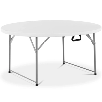 Stół okrągły cateringowy ogrodowy składany biały do 150 kg śr. 150 x 74 cm
