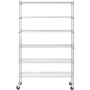 Regał magazynowy druciany ażurowy na kółkach 6 półek do 90 kg 120x45x189 cm