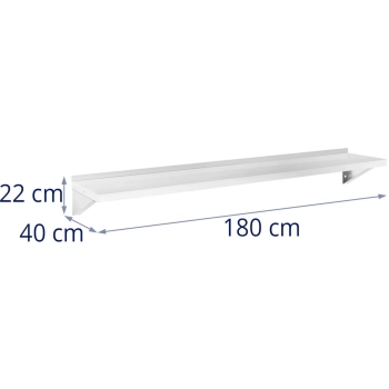 Półka ścienna wisząca kuchenna ze stali do 80 kg 180 x 40 cm
