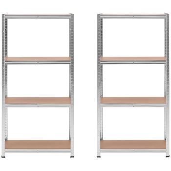 Regał magazynowy metalowy 4 półki 320 kg 80 x 40 x 160 cm szary 2 szt.
