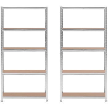 Regał magazynowy metalowy 5 półek 875 kg 90 x 30 x 180 cm szary 2 szt.