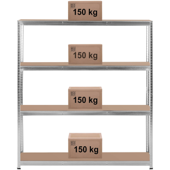 Regał magazynowy metalowy 4 półki 600 kg 160 x 40 x 180 cm szary