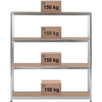 Regał magazynowy metalowy 4 półki 600 kg 160 x 40 x 180 cm szary