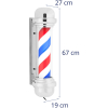 Słupek szyld fryzjerski barberski barber pole obrotowy podświetlany 38 cm - srebrny