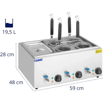 Makaroniarka warnik do gotowania makaronu z kranikami 4 kosze + GN 1/3 3 x 6,5 l 3000 W