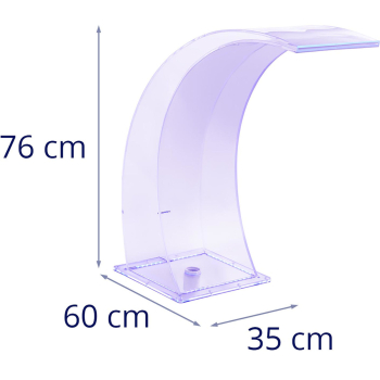 Wylewka wodospadowa z oświetleniem LED 35 cm wypływ wody 303 mm