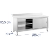 Stół blat roboczy przyścienny z szafką i rantem drzwi suwane 200 x 70 cm