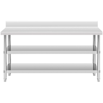 Stół blat roboczy stalowy nierdzewny przyścienny z rantem 2 półki 180x60cm