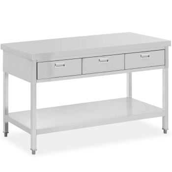 Stół blat roboczy gastronomiczny stalowy z półką szufladami 150 x 60 cm do 295 kg