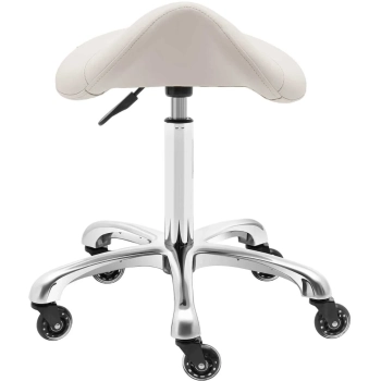 Taboret stołek hoker kosmetyczny siodłowy na kółkach York do 150 kg beżowy