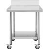 Stół blat roboczy przyścienny z rantem na kółkach 2 poziomy 60 x 80 cm STAL