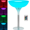Stolik barowy klubowy podświetlany na baterie RGBW LED śr. 80 x 107 cm - biały okrągły