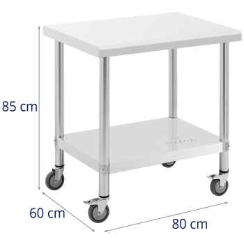 Stół blat roboczy na kółkach 2 poziomy 60 x 80 cm STAL do 135 kg