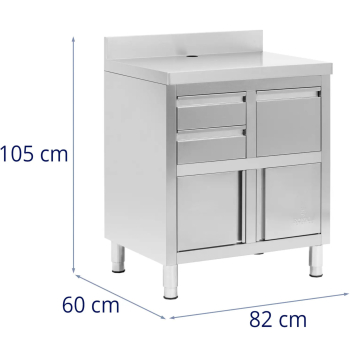Szafka pod ekspres do kawy z rantem 2 szuflady pojemnik STAL 60x82x95 cm