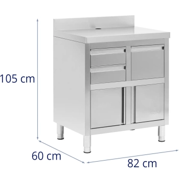 Szafka pod ekspres do kawy z rantem 2 szuflady pojemnik STAL 60x82x95 cm