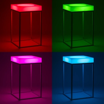 Stolik barowy klubowy kwadratowy podświetlany RGBW LED 60 x 60 x 106 cm