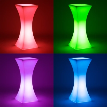 Stolik barowy klubowy kwadratowy podświetlany RGBW LED 45 x 45 x 110 cm